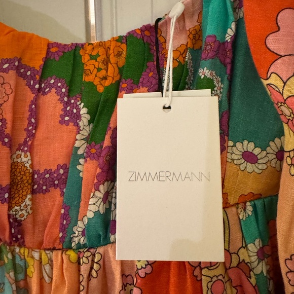 NWT Zimmermann Lola Floral Puff Sleeve Mini Dress - Picture 5 of 8